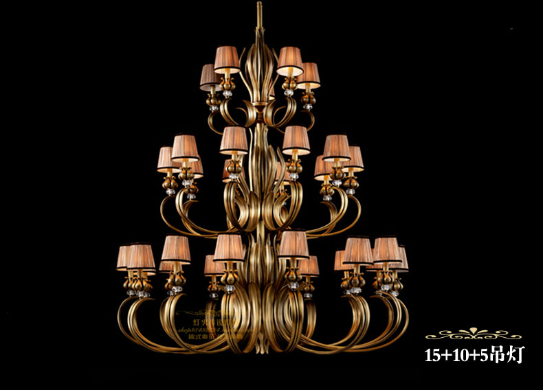 超大奢华全铜吊灯 美式铜灯 大客厅别墅工程铜灯 水晶欧式灯具