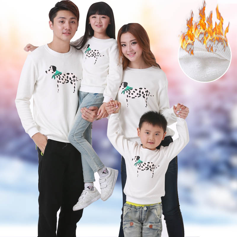 亲子装冬装2015全家装一家三口t恤女童上衣加绒打底衫韩版男童潮