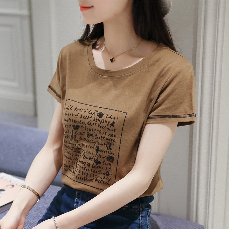 2016夏装新款字母印花短袖修身大码T恤上衣