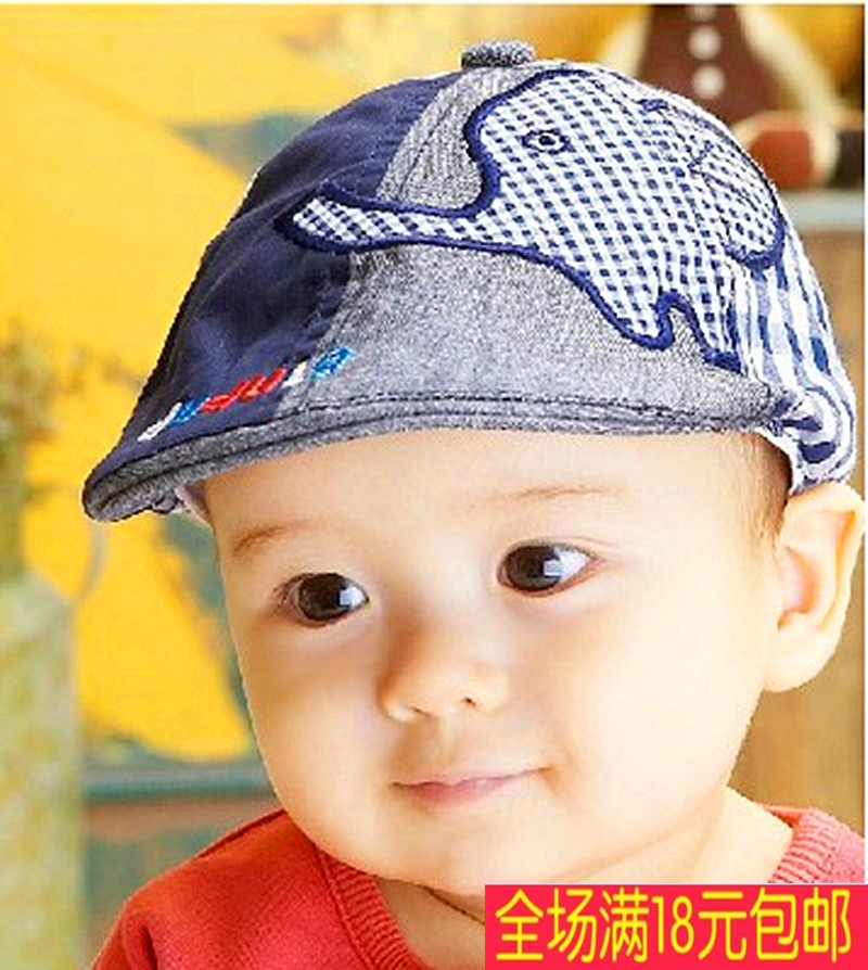 韩版儿童贝雷帽 男童女童条纹鸭舌帽子 宝宝帽子遮阳帽 春秋潮帽