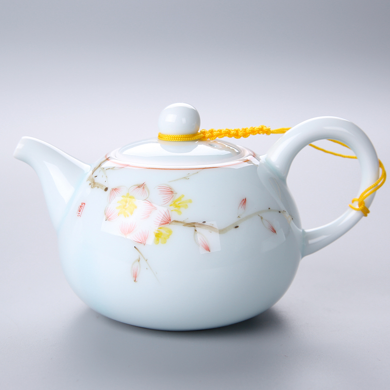 茶之器 青瓷手绘茶壶陶瓷功夫茶具泡茶器单壶过滤茶壶特价包邮