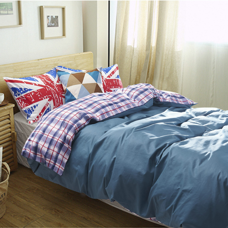 北欧床上用品四件套纯棉1.2M1.5m1.8床 简约全棉斜纹床单式三件套