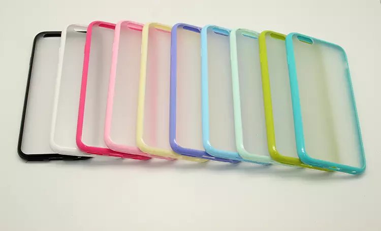 iphone6双色TPU+PC半透明磨砂底4.7寸手机套 苹果6二合一保护壳