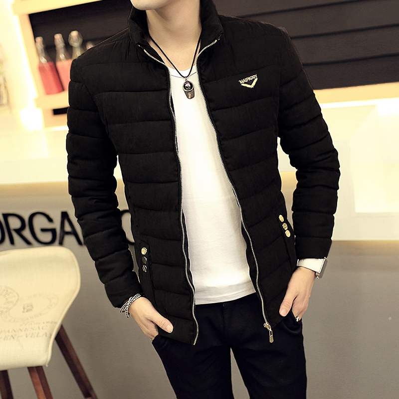 2015新款青年男士冬装外套韩版修身休闲立领棉衣外套加厚羽绒棉服