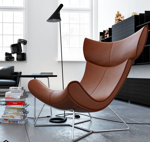 BoConcept北欧风情Imola chair休闲椅躺椅老板办公玻璃钢不锈钢椅