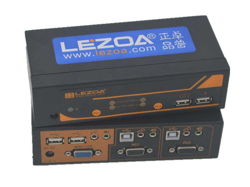 卓普2进1出2口USB KVM切换器带遥控可鼠标切换LEZOA VKR102A