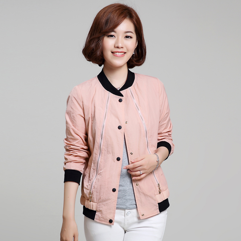 2016秋装新款韩版中老年大码长袖立领短外套女休闲时尚夹克棒球服