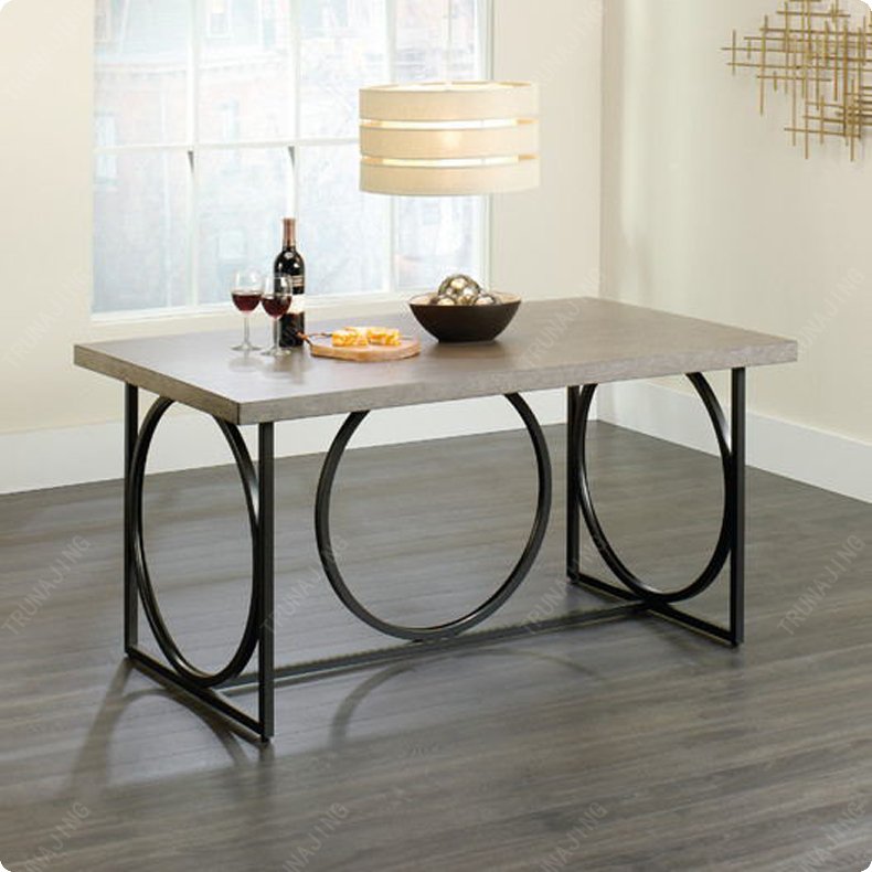 北欧餐桌 美式铁艺漫咖啡桌椅组合长方形实木办公桌 餐台