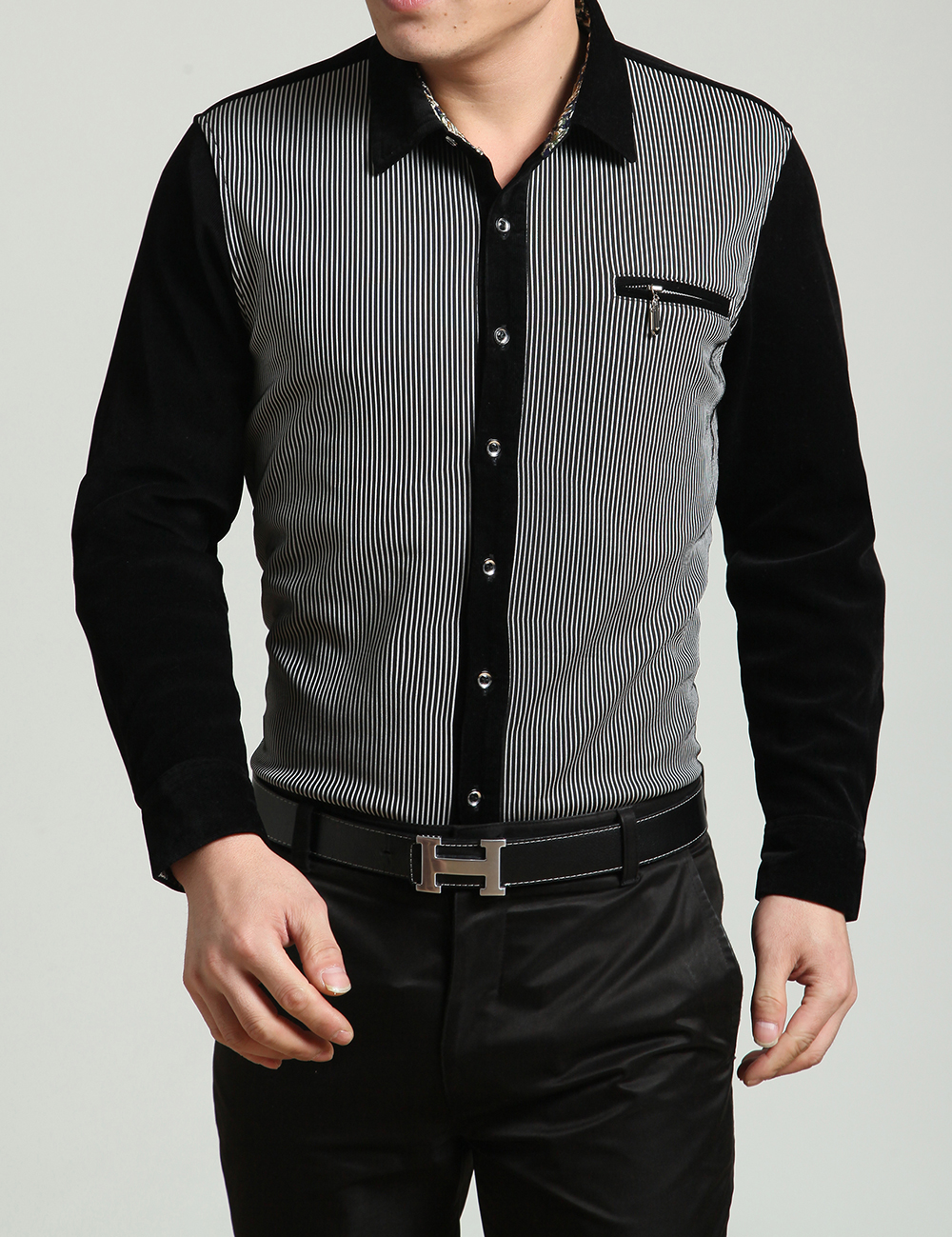 2015冬季男装新款加绒加厚上衣韩版宽松长袖衬衫休闲务商男士服装