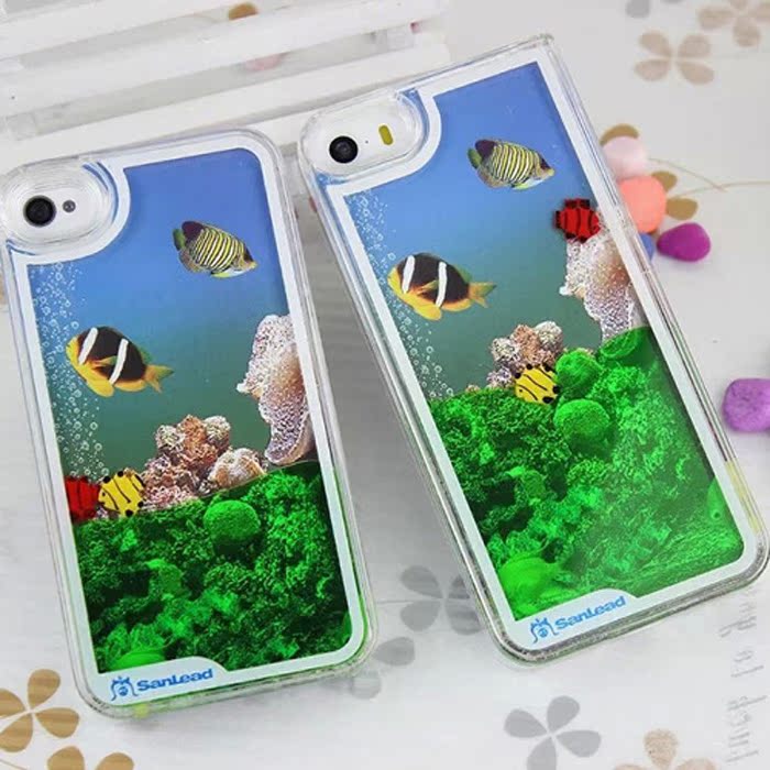 iPhone5s手机保护壳 苹果5海底世界男女用 海洋鱼潮流手机保护壳