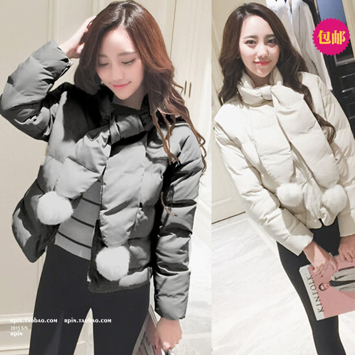 2015冬装新款棉衣女时尚短款外套送围脖韩版学生棉服加厚保暖棉袄
