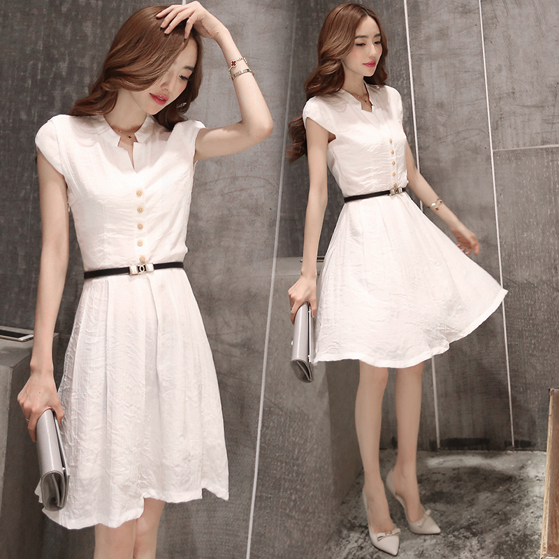 2015夏季新款时尚韩版气质棉麻连衣裙