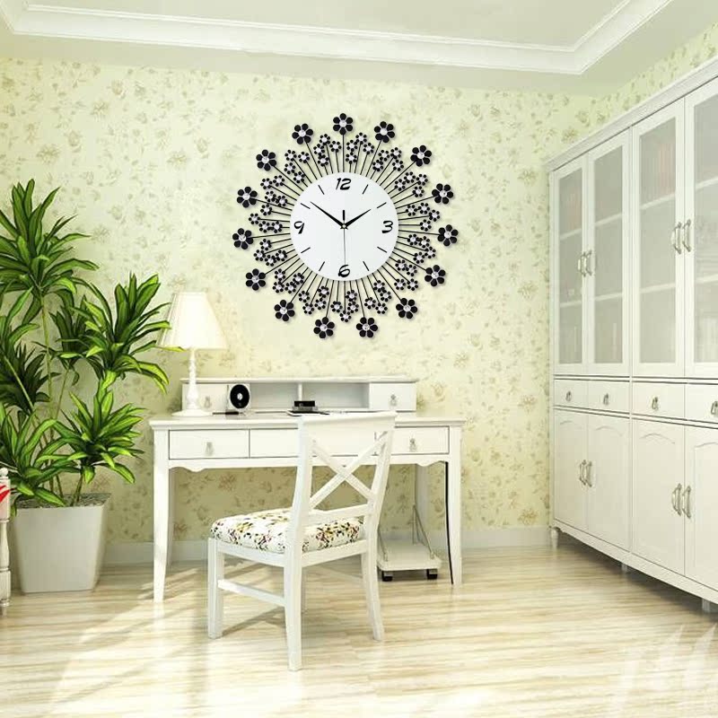 久久达 时尚田园挂钟 大号欧式客厅钟表 现代创意时钟静音个性钟