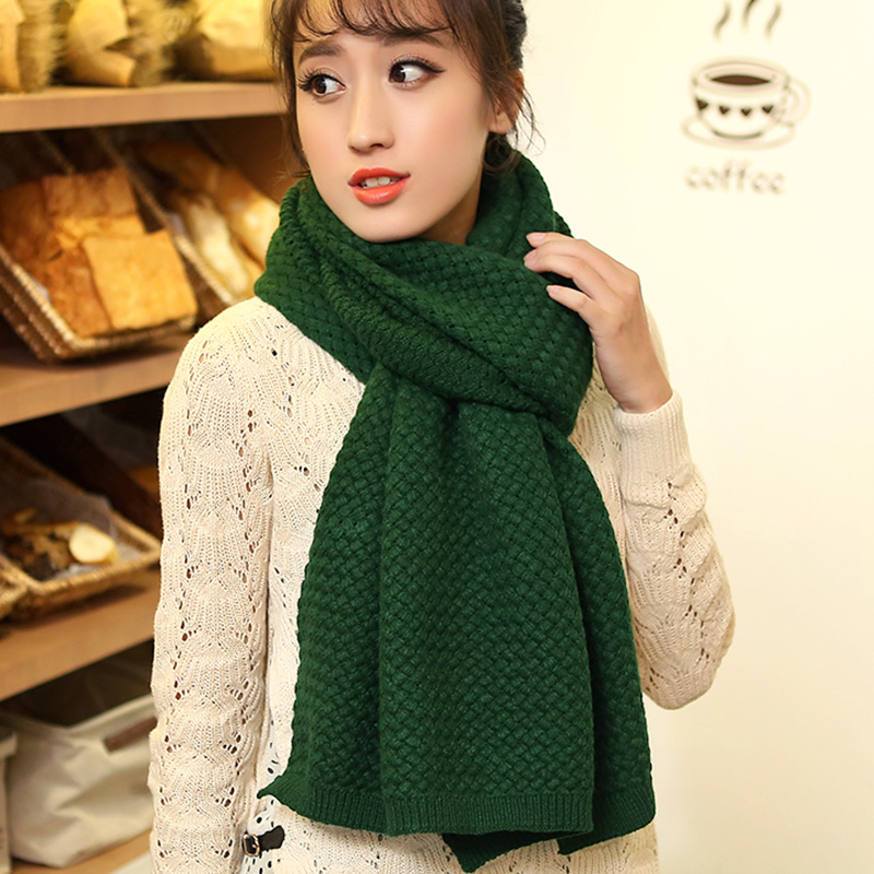 围巾女士冬季韩国保暖针织披肩冬天韩版超长加厚纯色毛线围巾两用
