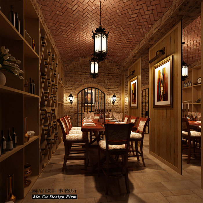 [新疆博乐市]500平美式复古风格西餐厅室内设计