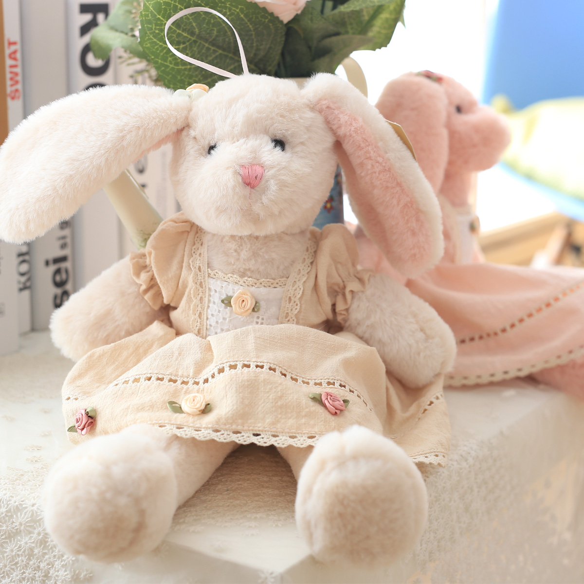 花裙垂耳兔公仔 玩具兔子毛绒玩具送孩子女生生日礼物礼品