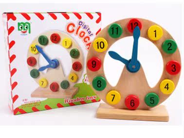 几何形状创意玩具智力认知形状数字时钟木制玩具