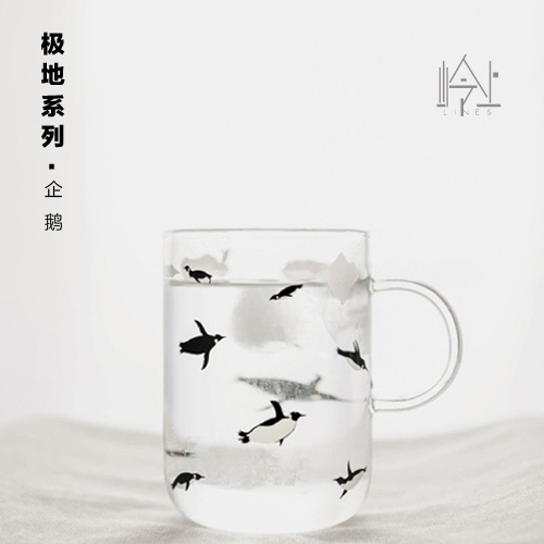 企鹅手工玻璃杯高硼硅水杯茶杯牛奶杯果汁杯简约现代星巴克咖啡杯