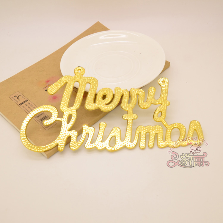 圣诞节 挂件装饰品 英文字母牌金色 圣诞树装饰品 merryChristmas