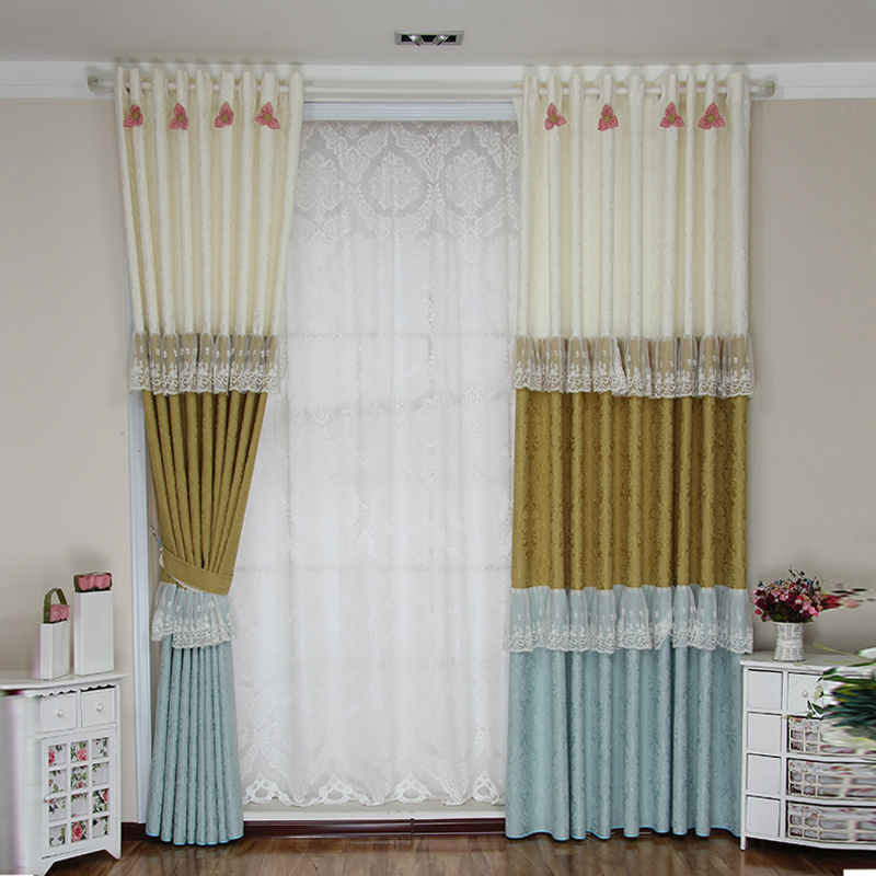 高档棉麻窗帘成品定制加厚全遮光亚麻布现代欧式卧室客厅纯色拼接