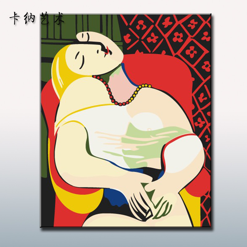 diy数字油画包邮毕加索卡通动漫抽象客厅卧室手绘大幅定制 装饰画