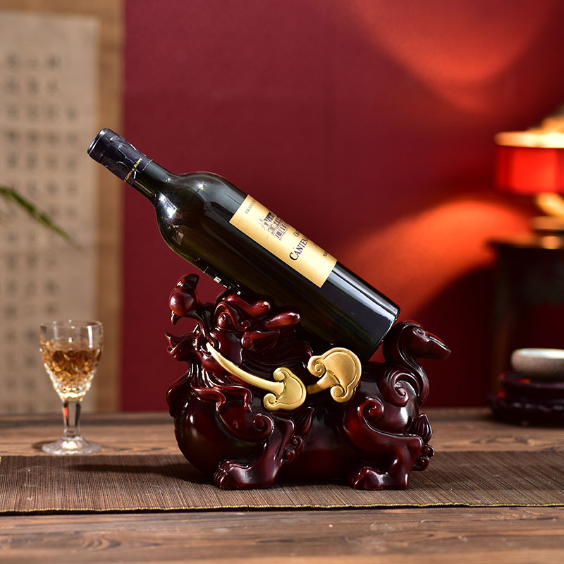 中欧式树脂创意貔貅放红酒架子摆件葡萄展示酒瓶架客厅玄关装饰品