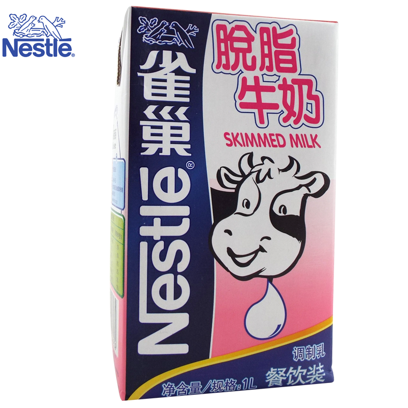 Nestle雀巢 脱脂牛奶1L 纸盒装 调制乳 营养早餐饮料