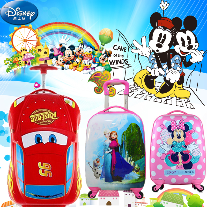 正品迪士尼儿童拉杆箱米奇汽车冰雪公主旅行行李箱包多图可选