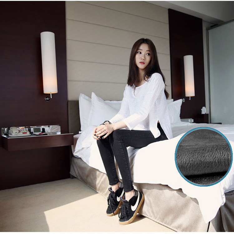 韩国冬季新款加绒加厚水貂绒女式 牛仔裤铅笔裤靴裤潮