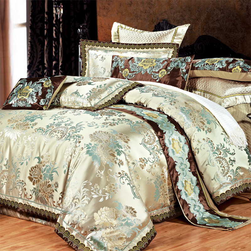 奢华欧式样板房展示床上用品 别墅新款贡缎提花结婚四六八十件套