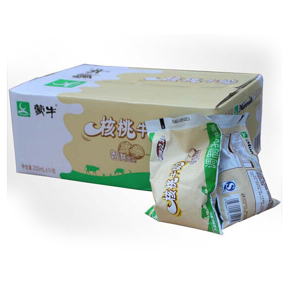 悦广聚食品 蒙牛塑料袋核桃奶塑料袋装无吸管200ml*16袋