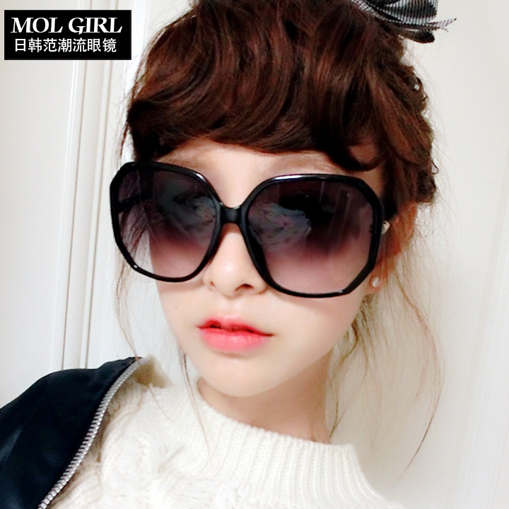 MOLGIRL圆脸大框复古优雅太阳镜女士时尚墨镜明星款超轻显瘦眼镜