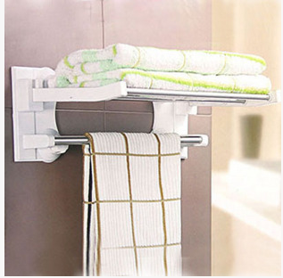 吸盘卫浴架置物架折叠浴巾架毛巾架置物架浴室用整理架