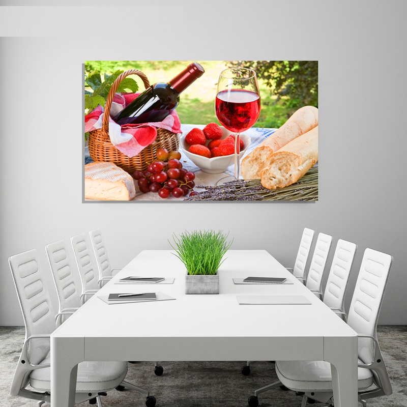 现代简约餐厅装饰画单幅水果无框画厨房壁挂画墙画水果水晶画酒杯
