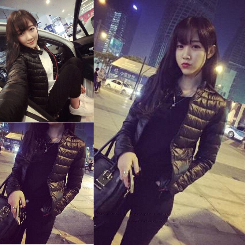 2015冬装新款韩版女装修身立领短款外套轻薄大码学生羽绒棉服潮