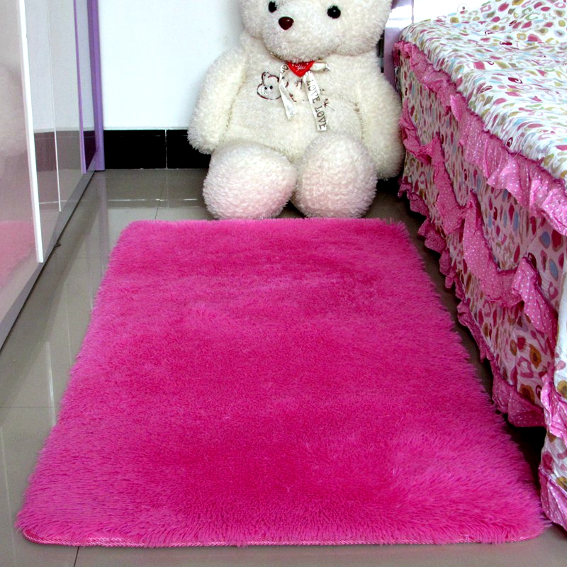 加厚水洗丝毛绒客厅茶几地毯卧室满铺地毯可爱床边地垫长毛可定制