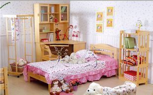 广州儿童松木家具松木床 实木床 床 双人床 单人床 儿童床B026
