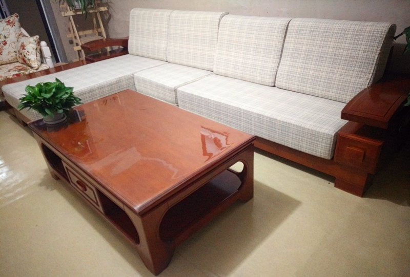 沙发实木沙发松木沙发现代中式沙发海棠色L型可定制