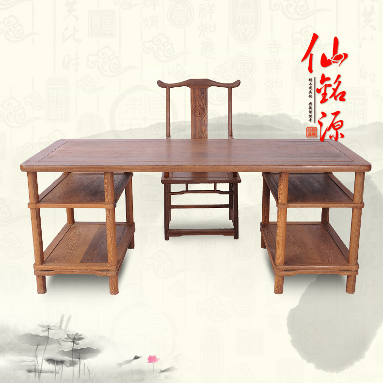 明清红木家具 鸡翅木画案书法桌 中式实木仿古画桌原木大板特价