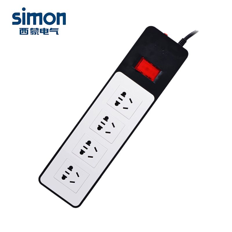 西蒙正品开关插座 四位电源排插接线板经济型S1800-2431家用插板