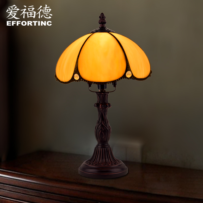 创意正品树脂蒂凡尼复古欧式小台灯客厅卧室地中海床头灯玻璃灯具