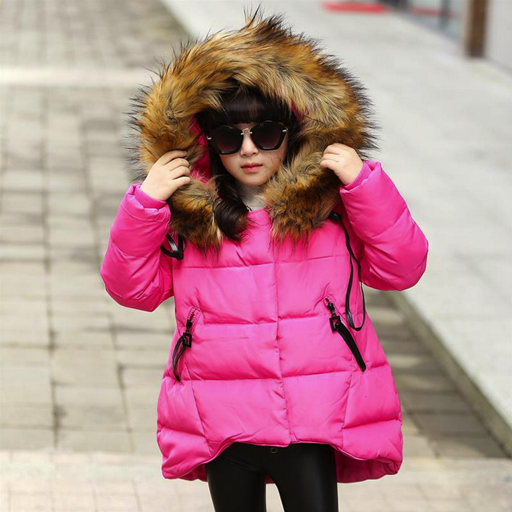 儿童装羽绒服女童中大童2016新款中长款冬装毛领韩版加厚保暖外套