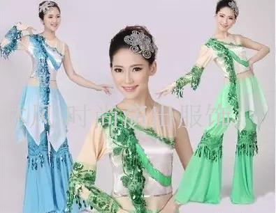 2015新款古典舞服装伞舞服装女演出服江南雨舞蹈演出装民族舞台装