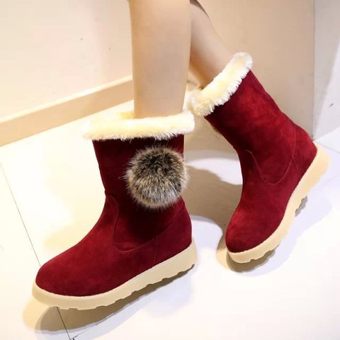 2015冬季新款平跟厚底低筒靴圆头防水台加绒保暖雪地靴舒适女靴子