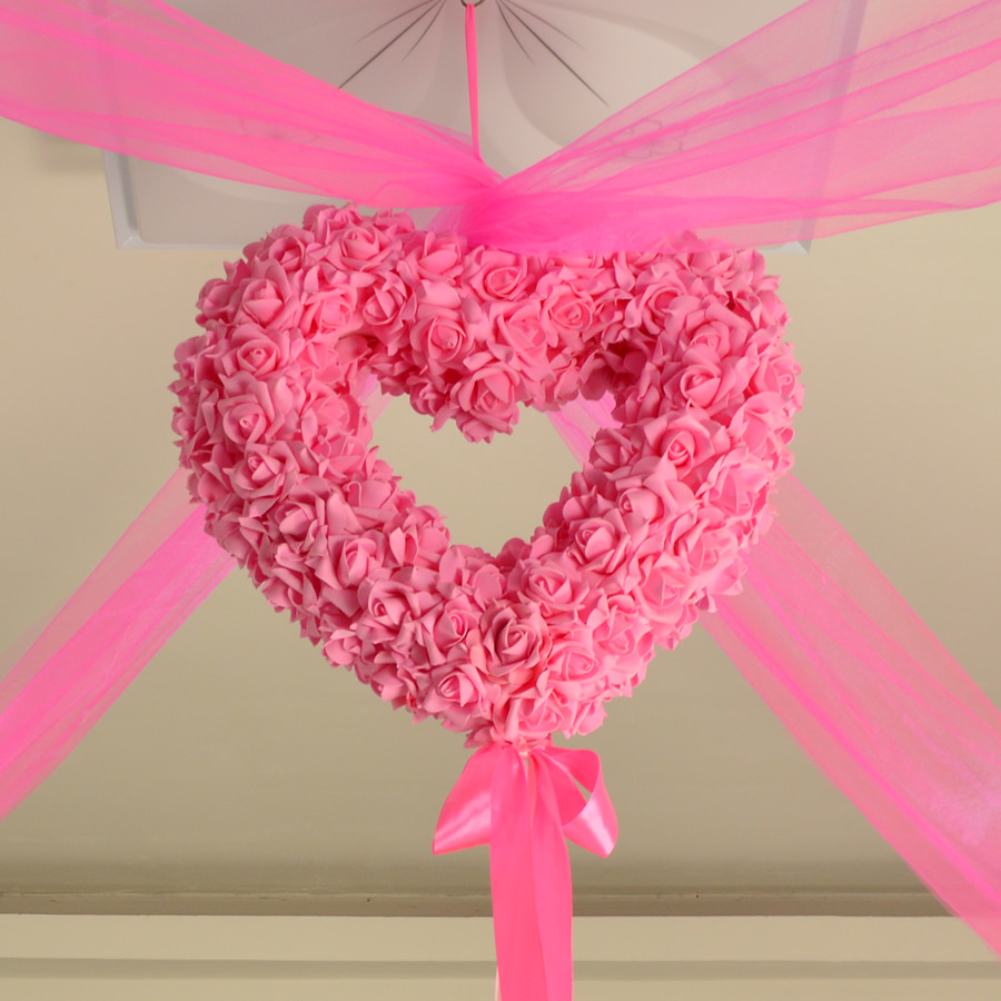 婚房客厅装饰心形拉花彩带婚庆用品创意纱幔套装场景布置爱心花球