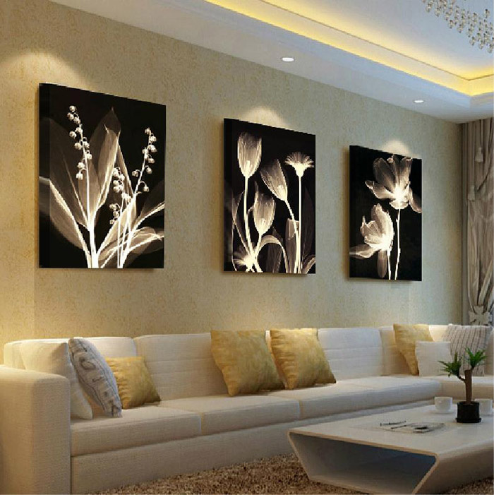 客厅装饰画现代沙发背景墙挂画简约壁画无框抽象墙画金色年华三联