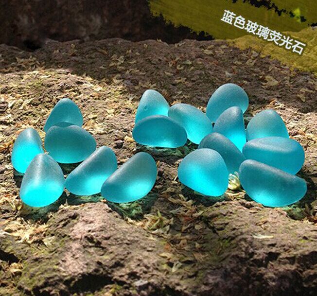 水晶石玻璃珠 蓝光石鱼缸水族配件造景 装饰品 荧光石 石头500克