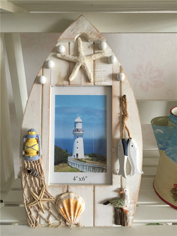 2015海洋地中海风格实木相框 老船长船型装饰  海星海鸟贝壳灯塔