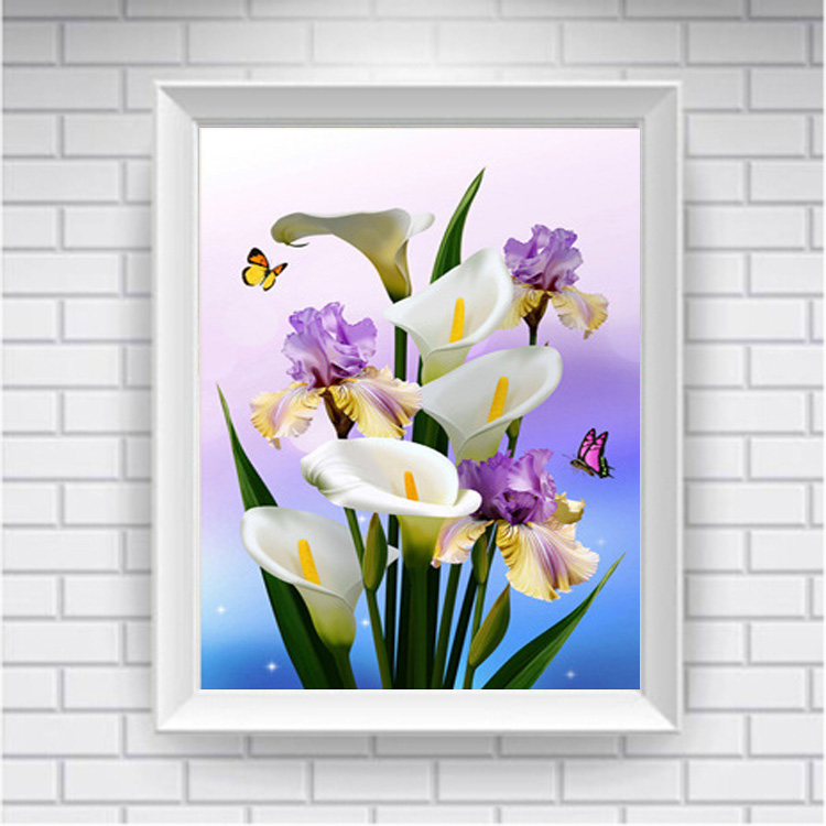 5D新款欧式花卉满钻钻石画客厅马蹄莲十字绣印花卧室田园植物系列