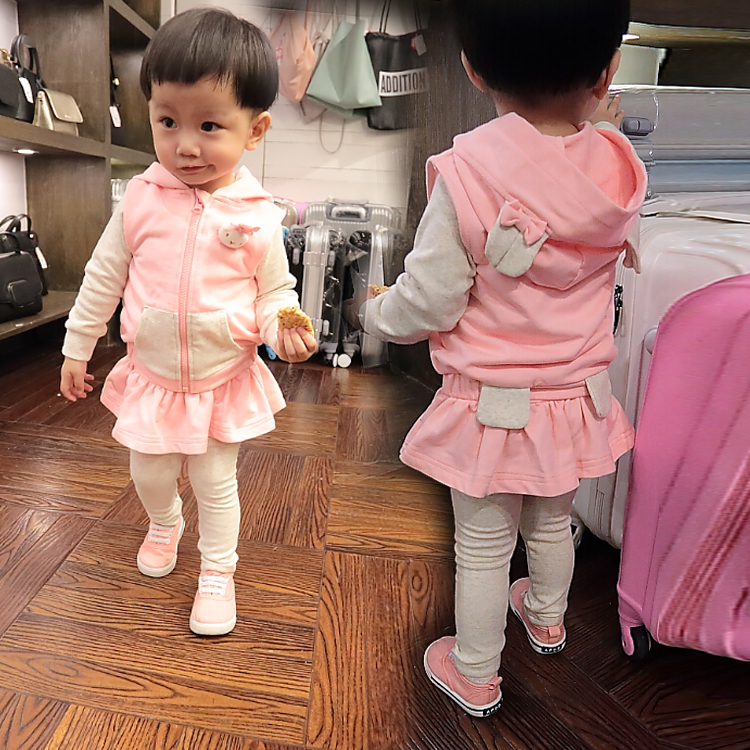 一两周岁女宝宝秋装套装2015婴儿长袖衣服1-2-3岁小童运动三件套
